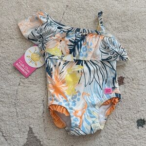 Ruffle Butts Floral One-Shoulder Swimsuit